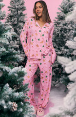 Pillow Talk Printed Long Sleeve Pyjama Set Candy Kiss